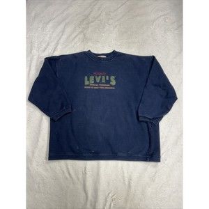 Vintage Levi's Jeans Blue Embroidered Women's Crewneck Sweatshirt Size Large
